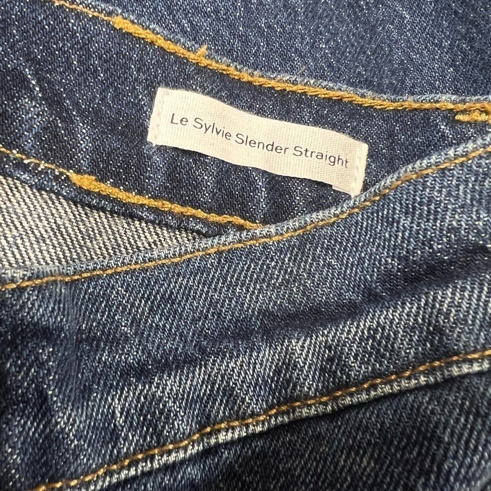 FRAME Blue Le Sylvie Slender Indigo Combo Straight Jean 25 - Picture 10 of 12